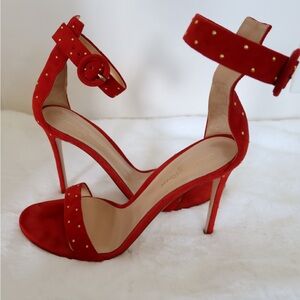 Gianvito Rossi Portofino Studded Suede Ankle-Wrap Sandal